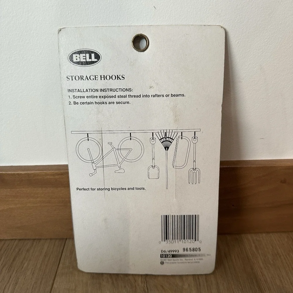 NOS VTG New Bell Storage Bicycle Hooks 2-pack Yellow Garage Ceiling Steel Heavy‎